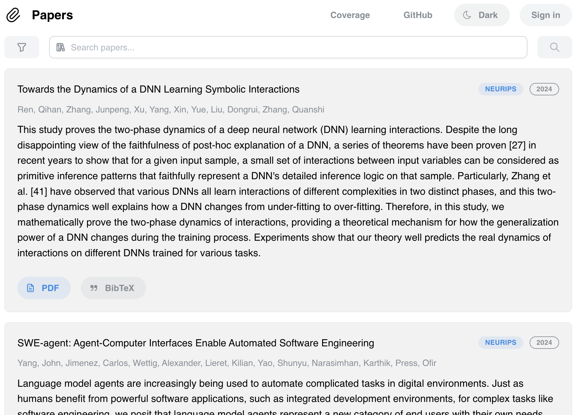 Papers.app semantic paper search application